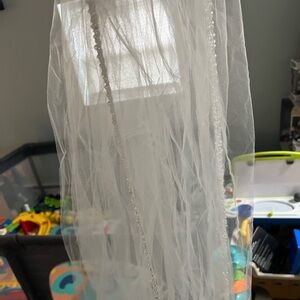 xl wedding veil - horsehair with beading